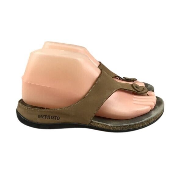 Mephisto Agacia Brown Tan Nubuck Leather Thong Sandals Sz 7 (37) - Picture 1 of 6